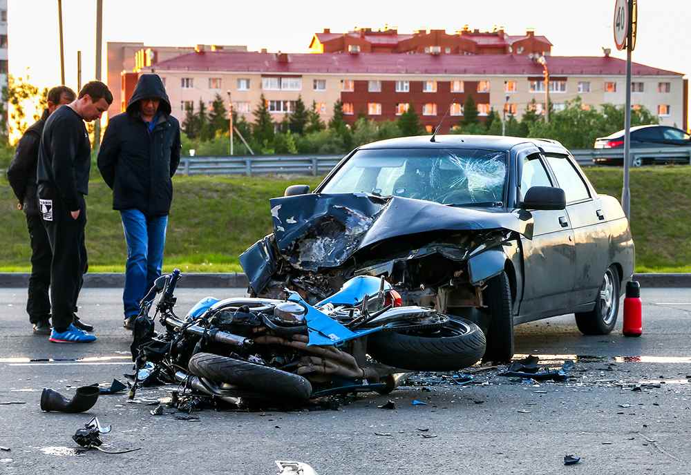 Motorcycle and car accident