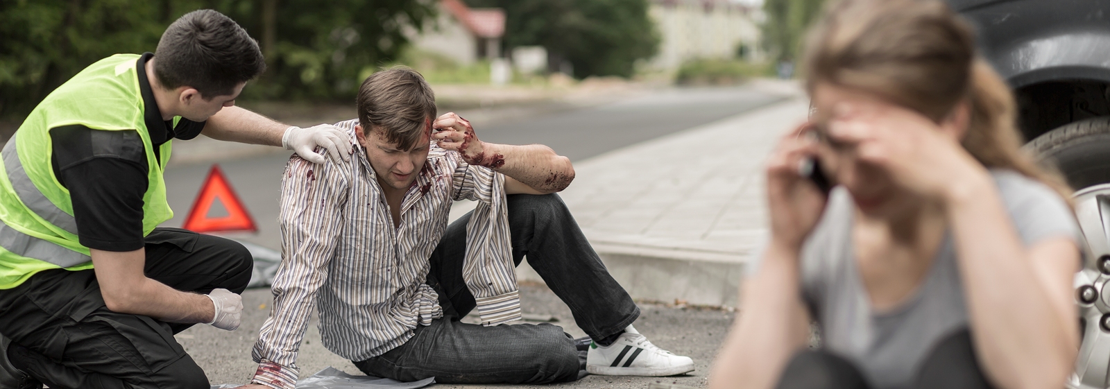 An injured man in an accident.