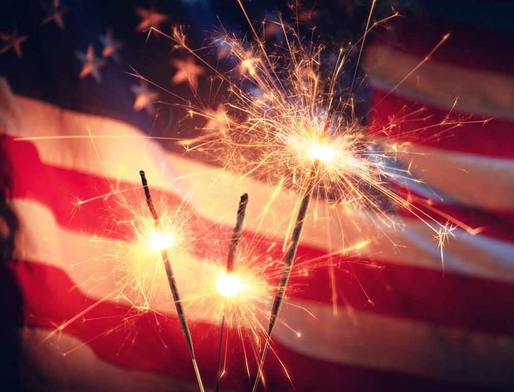 Sparklers And American Flag - Independence Day