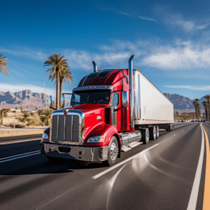 Semi truck driving in Nevada