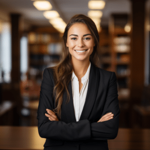 Female lawyer smiling at camera