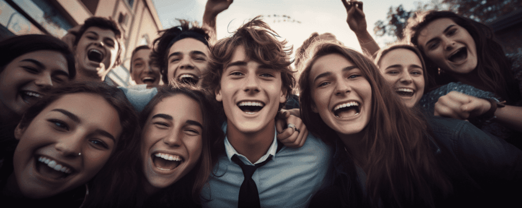 High school kids smiling