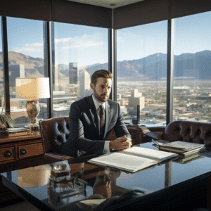 lawyer sitting in las vegas office