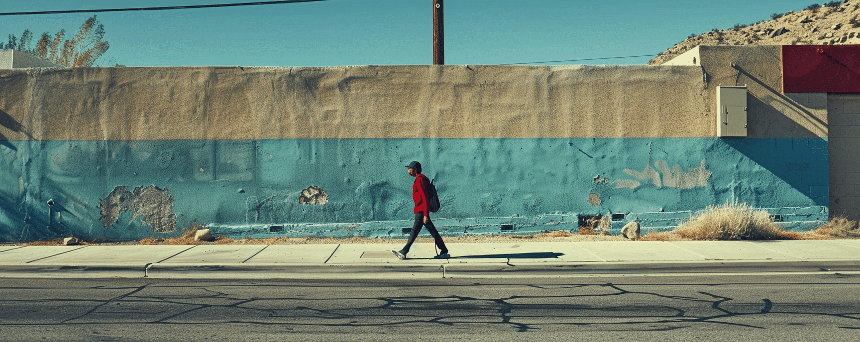 Man walking on sidewalk