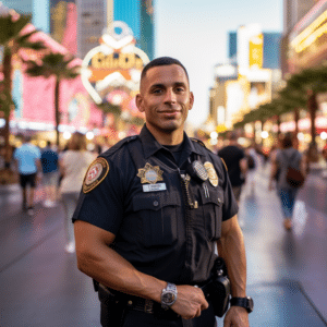 police officer standing in vegas downtown