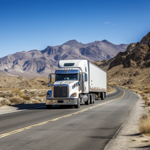 Semi truck driving in Nevada