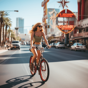 woman riding bike in las vegas