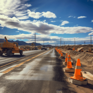 Construction zone on road