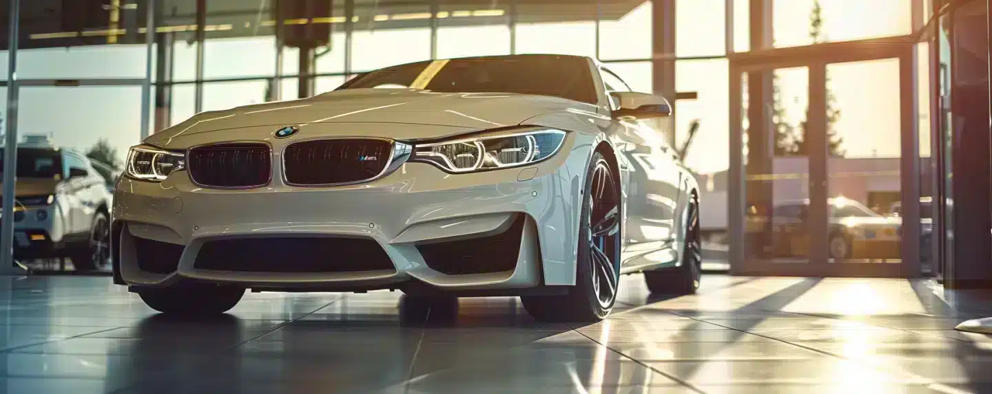 A bmw car in a showroom
