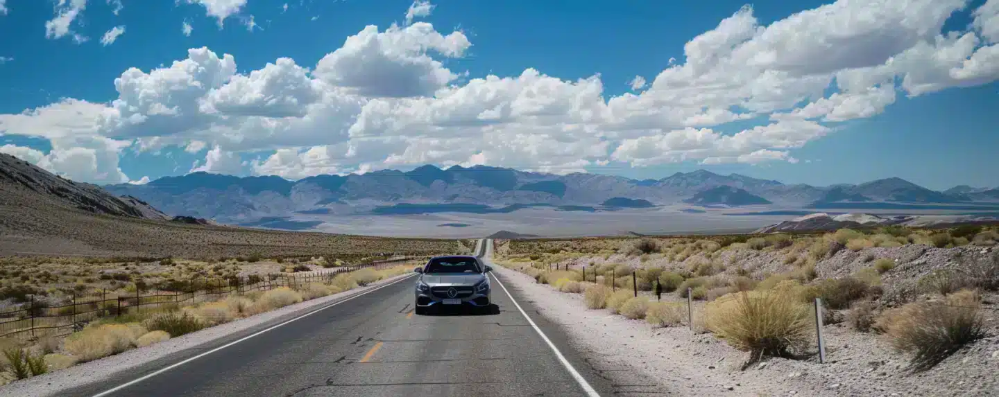 A sedan car on the streets of Nevada.