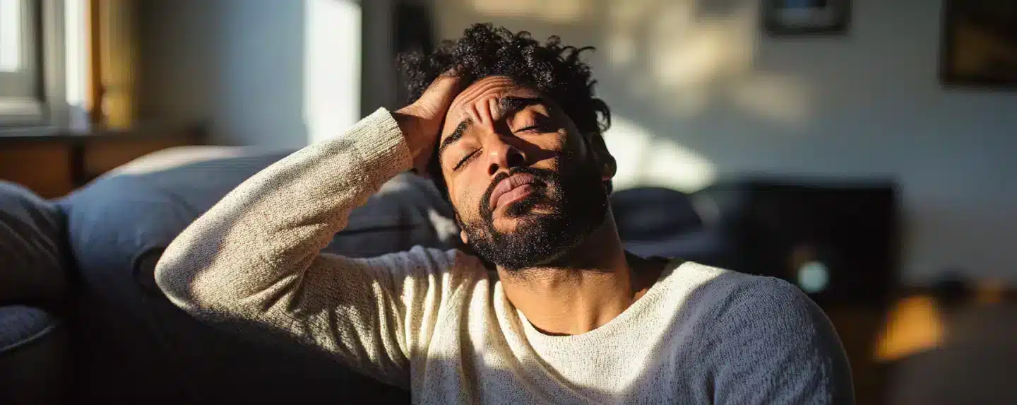 Un hombre que sufre de vértigo.