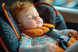 Baby in car seat. Car seat safety.